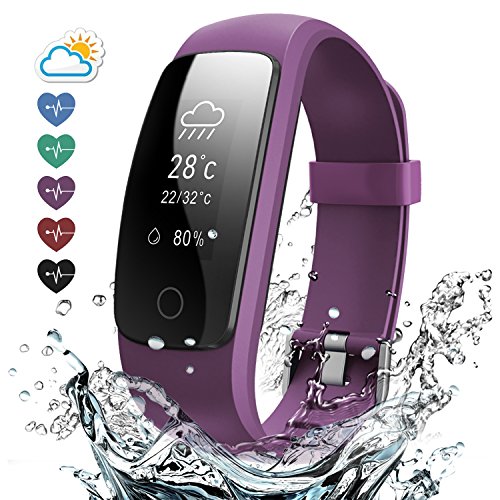 Effeltch Fitness Tracker with Heart rate monitor, E107 Plus Activity Tracker Smart Bracelet Watch with Pedometer Sleep Monitor Multi Sports Mode Waterproof for iPhone Android Smartphone (Purple)
