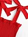 KAMISSY Women's Frill Smocked Crop Tank Top Tie Shoulder Strap Vest