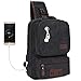 VICUNA POLO Canvas Sling Bag USB Charge Sport Travel Crossbody Backpack For Men(black)