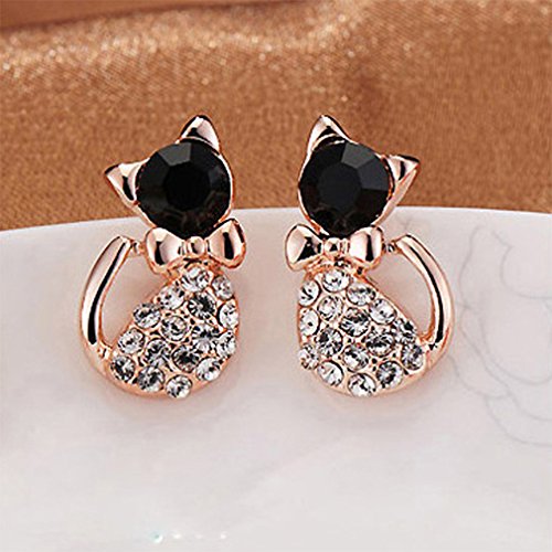 Dolland Charming Cat Jewelry Cute Pet Cat CZ Stud Earrings For Women Girls