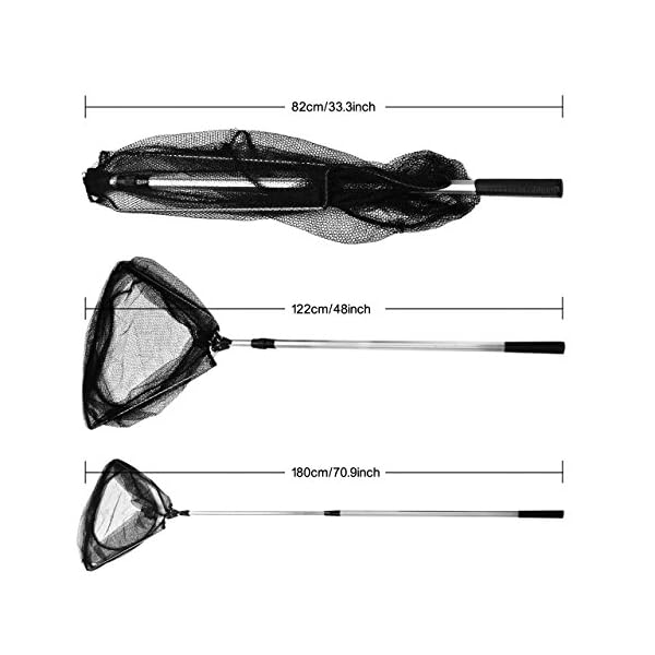 Eyourlife-Folding-Landing-Net-Fishing-Telescoping-Landing-Net-Aluminum-Landing-Net-Super-Precision-Mesh-Design-Professional-Fishing-Landing-Net-Black