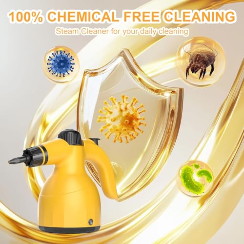 Handheld Steam Cleaner with 10 Accessories – Multi-Surface Pressurized Steamer for Home, Kitchen, Tile, Floor, Grout, Upholstery, Couch & Car Cleaning – Chemical-Free Steam Disinfection