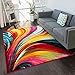 Well Woven Aurora Multi Red Yellow Orange SwirlLines ModernGeometric Abstract Brush Stroke Area Rug(7'10inx9'10in)Easy Clean Stain Fade Resistant Shed Free Contemporary Painting ArtStripe Thick Soft