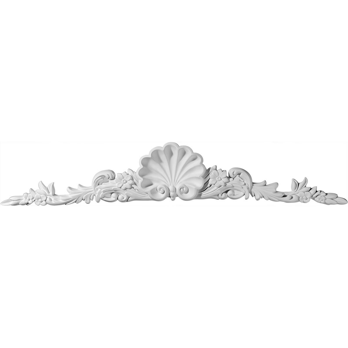 Ekena Millwork ONL34X05X01SH 34 1/2-Inch W X 5 1/2-Inch H X 1 3/4-Inch P Shell Center with Scrolls Onlay