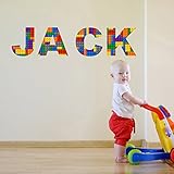 Colorful brick block Pattern name decals for kids nursery baby bedroom peel and stick wall alphabet stickers removable colorful brick name quote