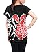 Allegra K Women Loose Fit Short Batwing Sleeve Flower Pattern Tunic Shirt, Red, Medium / US 10