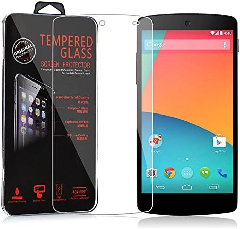 LG Nexus 5 Glass Screen Protector Set By GTRADE [2-Pack] Tempered Glass Touch Screen Covers - Anti Bubble &amp; Scratch Resistant - Oleophobic Coating - Clear HD 99.9% Transparency