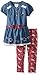 Little Lass Girls' 2 Pc Floral Chambray Legging Set