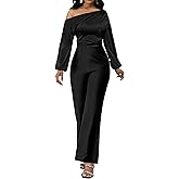 sexycherry Formal Jumpsuit for Women Dressy Wedding Guest Elegant Long Sleeve Long Straight Pants Cocktail Party Rompers