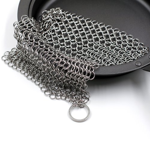 Tracy2811Store Cast Iron Cleaner XXL 8x8 Stainless Steel Chainmail
