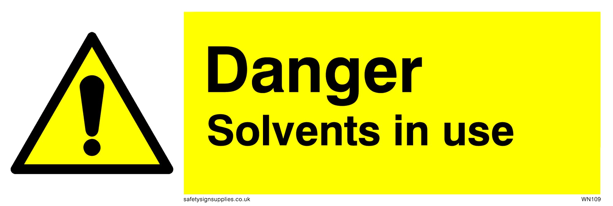 Pack of five - Dangerous Solvents In Use Sign - 150x50mm - L15