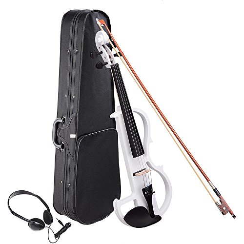 Aw 4/4 electric violin full size wood silent fiddle mus…