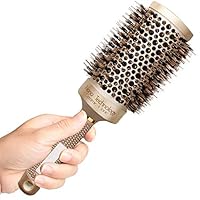 Round Brush for Blow Drying, Round Hair Brush, Nano Technology Thermal Ceramic Barrel Ionic Anti-Static Blowout Hairbrush with Boar Bristle, for Hair Styling, Curling Straightening, Volume & Shine