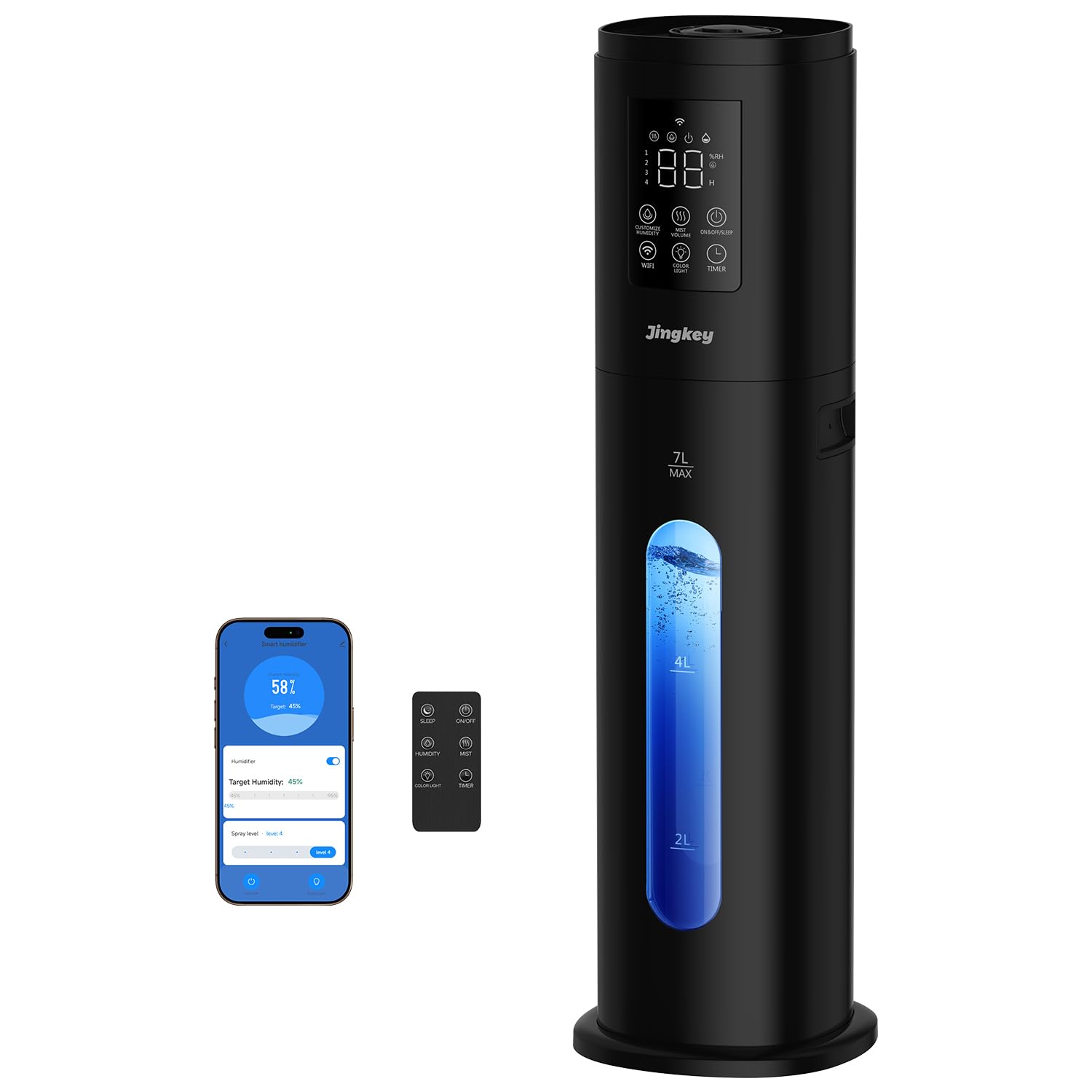 Photo 1 of Smart Humidifiers for Bedroom Large Room with Smart App & Remote Control, 4 Mist Levels, 7L/1.85Gal Cool Mist Humidifier for Home Crow