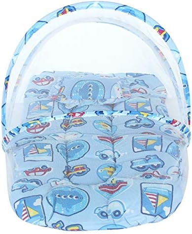 KASSY POP Thick Cotton Protective Baby Bedding with Mosquito Net and Pillow for Baby Boys and Girls (Blue, 0-24 Months)
