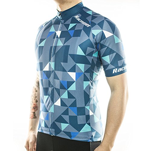 Racmmer Men's Short Sleeve Cycling Jersey Bike Biking Shirt Breathable Quick Dry Blue - Thumbnail 2