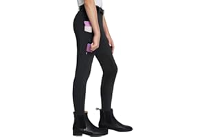 baleaf Girls Riding Pants Kids Equestrian Breeches Knee-Patch Zip Pocket Horseback Tights