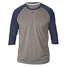 Easton Men's 3/4 Raglan Crew Neck Tee, Heather/Navy, Large