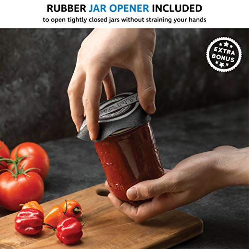 SEWANTA Wide Mouth Mason Jars 16 oz [6 Pack] With mason jar lids and