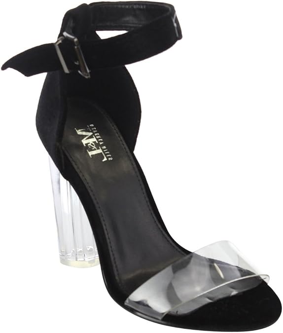 clear toe strap heels