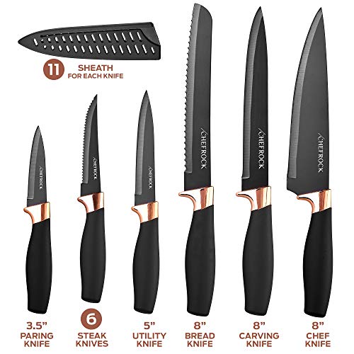 22 Piece Set of Kitchen Knives Includes Steak Knife Set With Sheath