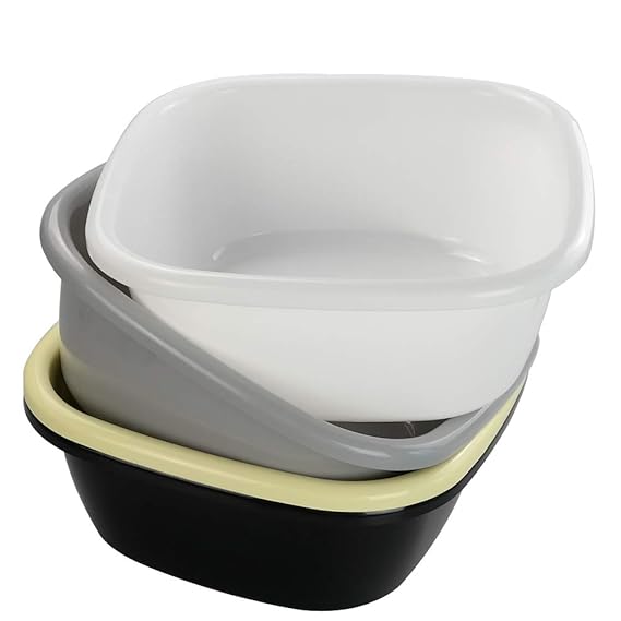 Annkky 13 Inches Square Washing Up Bowl Basin, Small Plastic Wash Bowl
