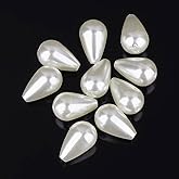Ornazy 600 pcs ABS Plastic Faux Pearl Teardrop Beads White Imitation Pearl Water Drop Beads for Decoration DIY Crafts Jewelry Making