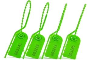 SRR 100 Pull Tite Signage Security Plastic Beaded Seals Tamper Proof Numbered Locks Breakable Adjustable Length Tags for Clothes, Shoes and Bags 210mm Green