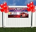 Red Sports Car NASCAR Race Car Birthday Banner Personalized Party Backdrop