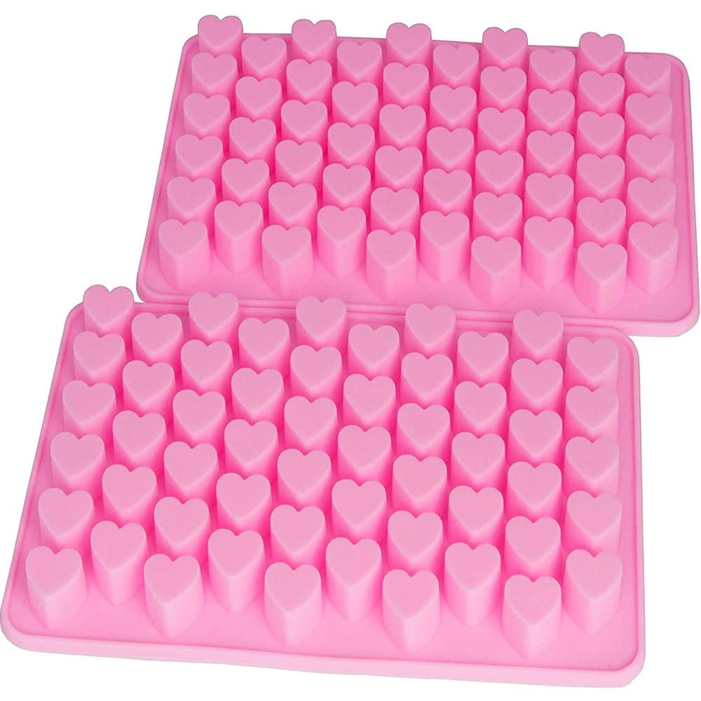 Voarge 2 Pieces Heart Shape Silicone Ice Cubes Baking Moulds with 55 Heart-Shaped Silicone Baking Moulds DIY Love Chocolate Cake Mould