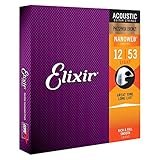 Elixir Strings Phosphor Bronze Acoustic Guitar Strings w NANOWEB Coating, Light (.012-.053)