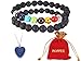 poppee The Chakras Bangle Natural Stone Budhi Seed Mala Handmade Tibetan Buddhist Prayer Beads Bracelet Bangle for Yoga Men and Women with Gift Box (Set of 2 7 Chakras (1))