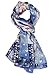 Salutto Women 100% Silk Scarves Blue Elf Morning Painted Scarf
