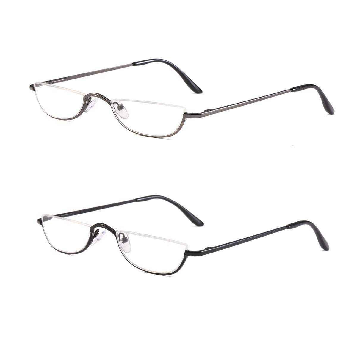 Photo 1 of COVESATO Half Frame Reading Glasses, Half Metal Moon Readers for Women Men 2 Pairs 3.00