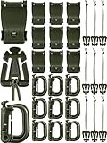 Tatuo 30 Pieces Tactical Gear Clip Strap for Molle Backpack Webbing Attachments D Ring Hook Tactical Vest Belt (Style E)