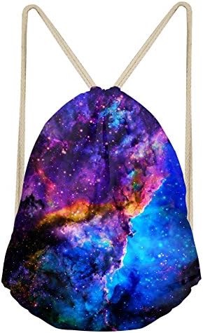 Fashion Galaxy Print Soft Rucksack Cool Travel Drawstring Backpack Shoulder Bag