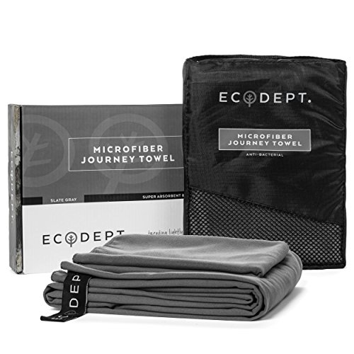 Microfiber Travel Towel by ECOdept - Large 52" x 32" with Free Hand Towel in Gift Box - Super Absorbent and Quick Dry - Antibacterial - Best for Backpacking, Beach, Camping, Gym, Swimming & Sports