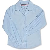 French Toast Girls Uniform Shirts, Long Sleeve Poplin Blouse with Notched Collar, School Uniform for Girls
