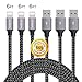 JAHMAI iPhone Charger 3Pack 6Feet 8pin Nylon Braided Lightning to USB cable High Speed Charging Cord Cell Phones Connector for iPhone 7/ 7 Plus/ 6S / 6s Plus/ 6 / 5s / iPad Power Cables(Gray)