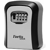 Fortis Lock Box for Keys with Code, Wall Mount Combination Key Lock Box, 4-Digit Resettable, Weather-Resistant Outdoor Metal Lockbox, Large Capacity Key Safe