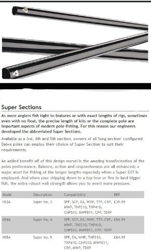daiwa pole section compatibility