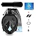 Snorkel Mask, Explomos Diving Snorkeling Mask with Gopro Mount 180° Full Face Panoramic View Anti-Fog Anti-Leak Easybreath Dry Snorkeling Scuba Dive Equipment Safety for Adults Youth Kids(Black S)