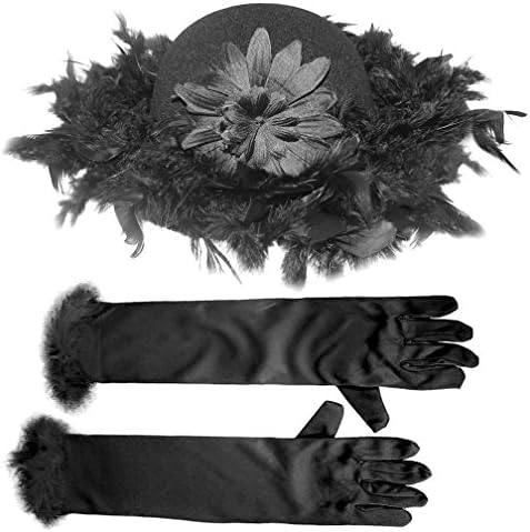 Tea Party Black Hat &amp; Long Black Gloves Set