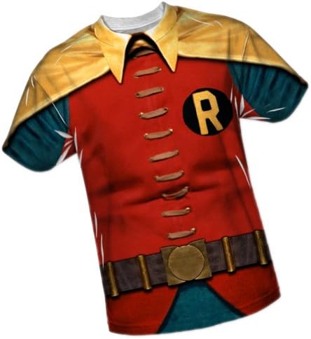 Robin -- Batman TV Show All-Over Front/Back Print Sports Fabric T-Shirt, Large