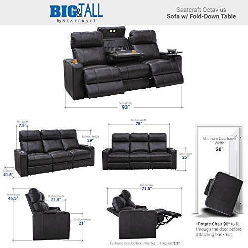 Seatcraft Octavius Big & Tall Home Theater Seating Top Grain Leather