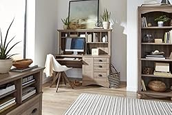 Sauder Harbor View Computer Desk with Hutch, Salt
