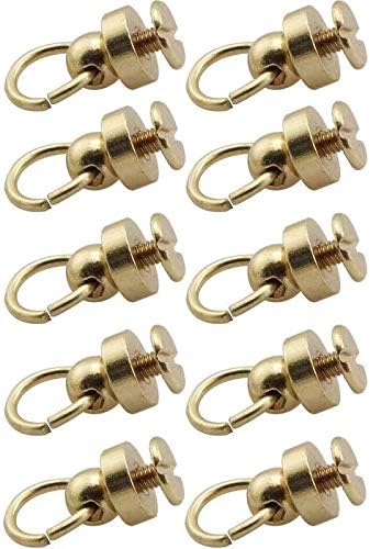 Youliang 10 Sets Pure Brass Pull Ring Pacifier Shaped Rivets with Screw in Suit Rivets Fasteners for Cell Phone Shell Accessories Pale Gold