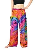Orient Trail Women's Tie-dye Wide Leg Pajama Dance Yoga Pants Medium/Large Nebula Pink