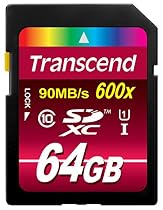 Transcend 64GB SDXC/SDHC Class 10 UHS-1 Flash Memory Card Up to 90MB/s 90MB/s 600x (TS64GSDXC10U1)