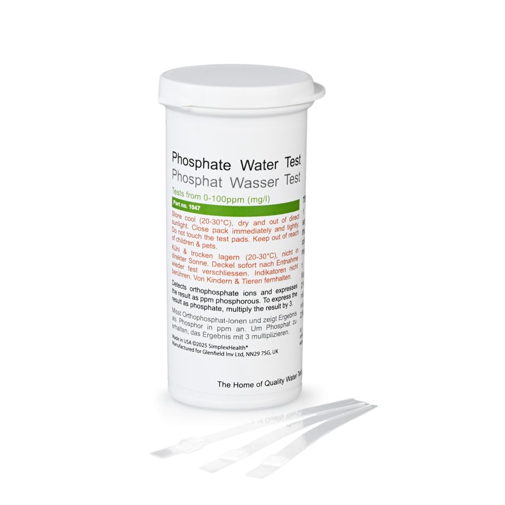 SimplexHealth Phosphate Water Test Strips 0-100ppm (50 Strips)